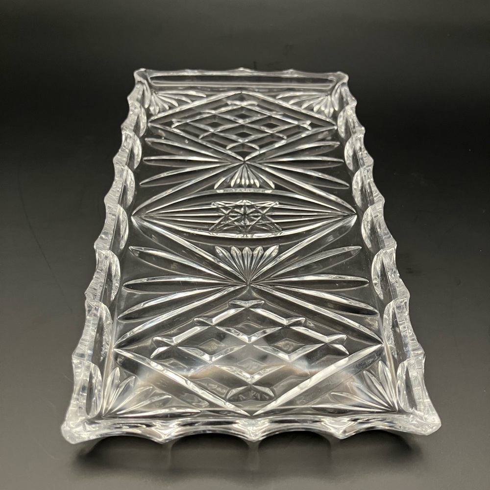 1960’s pressed Anchor Hawking’s pineapple pattern glass Serving Tray